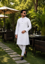 Jacquard White Panjabi