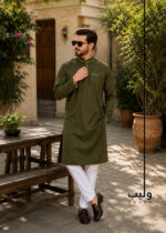 Soldier Green Pattern Design Panjabi