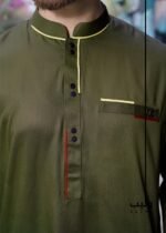 Soldier Green Pattern Design Panjabi 1 - Olive