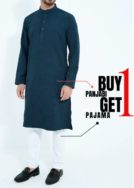 51% OFF + Buy 1 Get 1 Free- Eagle Green Allover Crack Panjabi