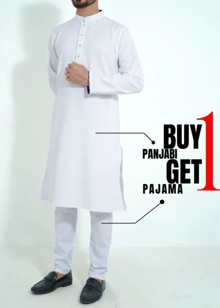 51% OFF + Buy 1 Get 1 Free- Traffic white Allover Crack Panjabi