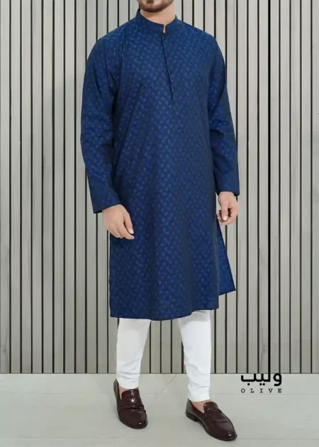Indigo Blue Cotton Sateen Panjabi