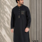 Eerie Black Geometric Design Panjabi
