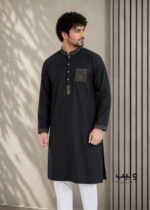 Eerie Black Geometric Design Panjabi