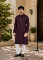 Gold Hand & Contrast Stitch Design Panjabi