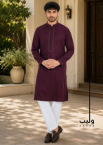 Raspberry Embroidery Panjabi