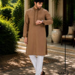 Brown Beige Traditional Embroidery Panjabi