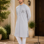 White Aluminium Modern Thread Panjabi