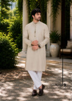 Oyster White Cotton Embroidery Panjabi