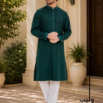 Blue Green Teal Embroidery Panjabi