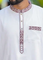 White Embroidery Panjabi - Image 2