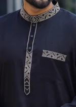 Black Embroidery Panjabi - Image 2
