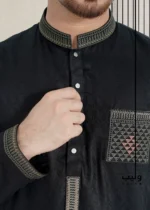 Eerie Black Geometric Design Panjabi - Image 2