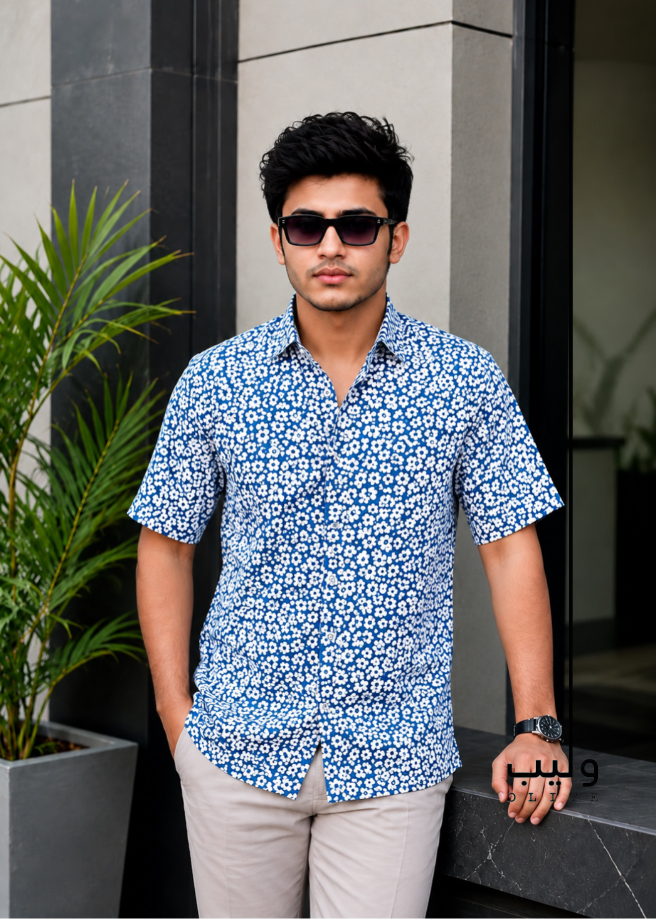 85D5110A-391A-48FF-8D7A-8214F52315D9 White Fun Blue Hawaii Shirt - Image 1