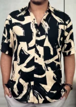Abstract Brushstroke Pattern Hawaii Shirt - Image 2